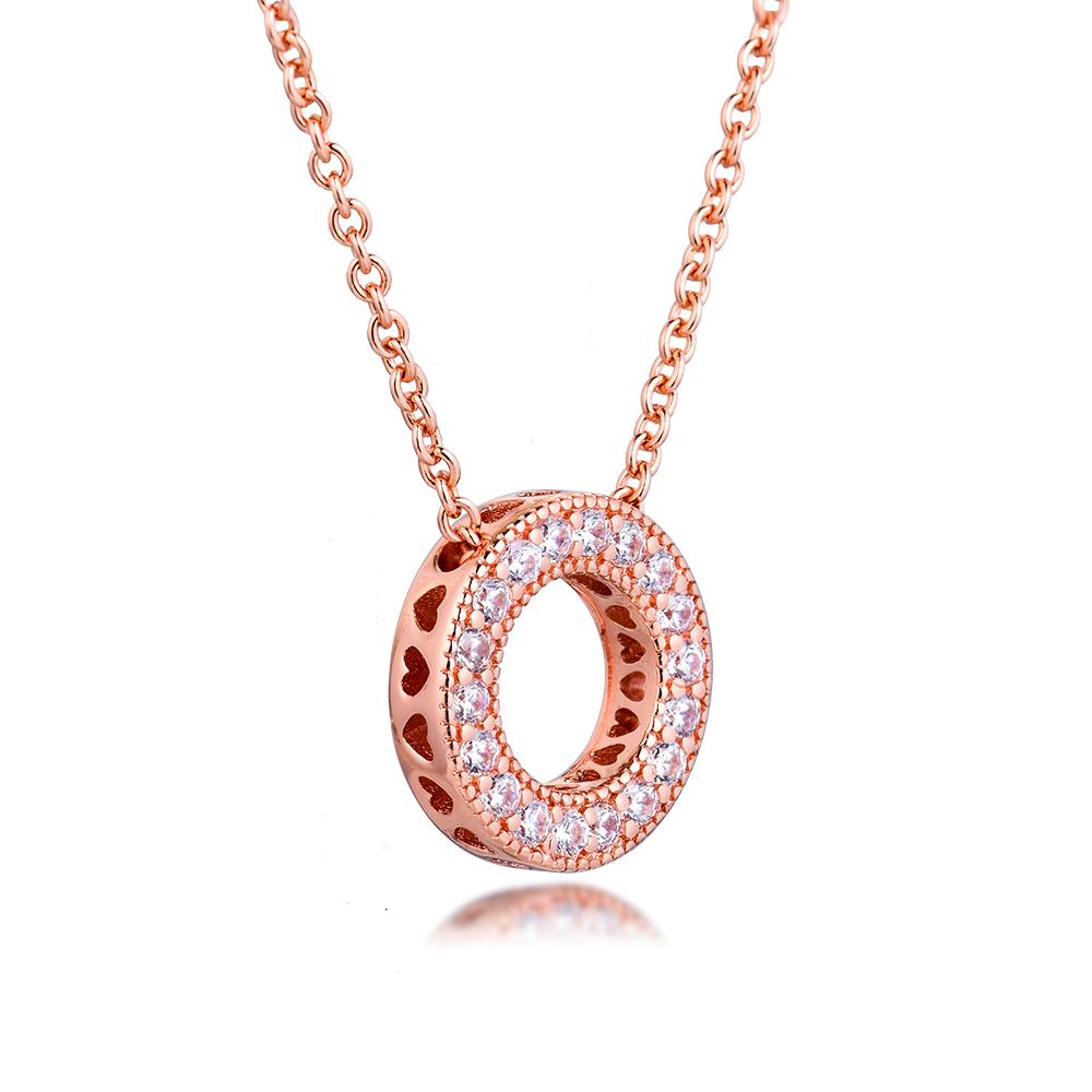 Новинка 2020, ожерелье из стерлингового серебра 925 пробы, розовое золото, круговое колье с паве, прозрачная цепочка с цирконием, ожерелья для женщин, ювелирные изделия, Colgantes