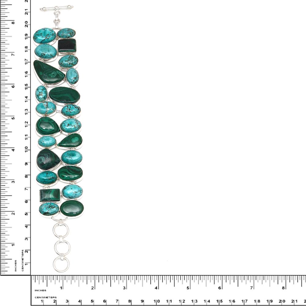 Ожерелье и комплект украшений из малахита и тибетской бирюзы 18-20''