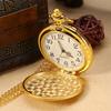 Классические кварцевые аналоговые гладкие карманные часы с подвеской на цепочке из золота