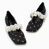 Fashion Cozy Ballet Flats Women Fashion Pleated Elastic Band Swan Pattern Design Mary Janes Shoes for Women Elegant Square Toe Loafers