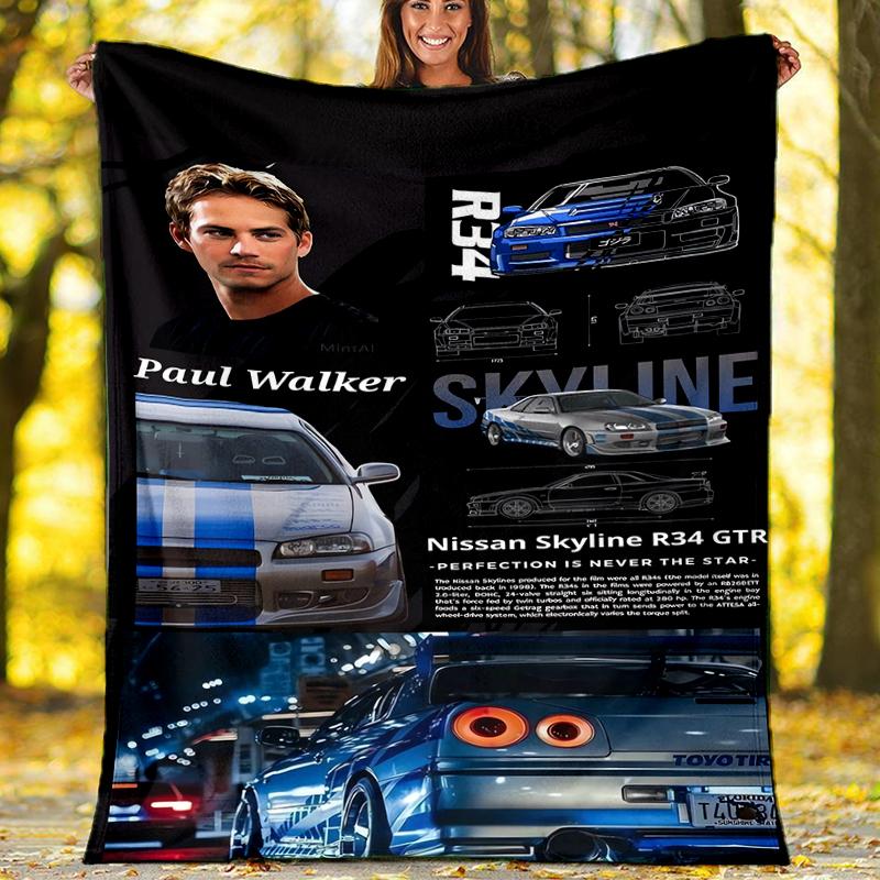 Fast & Furious Theme Printed Blanket - Perfect for Couch, Bed, Travel & Outdoor Use | Machine Washable, Cozy & Durable.