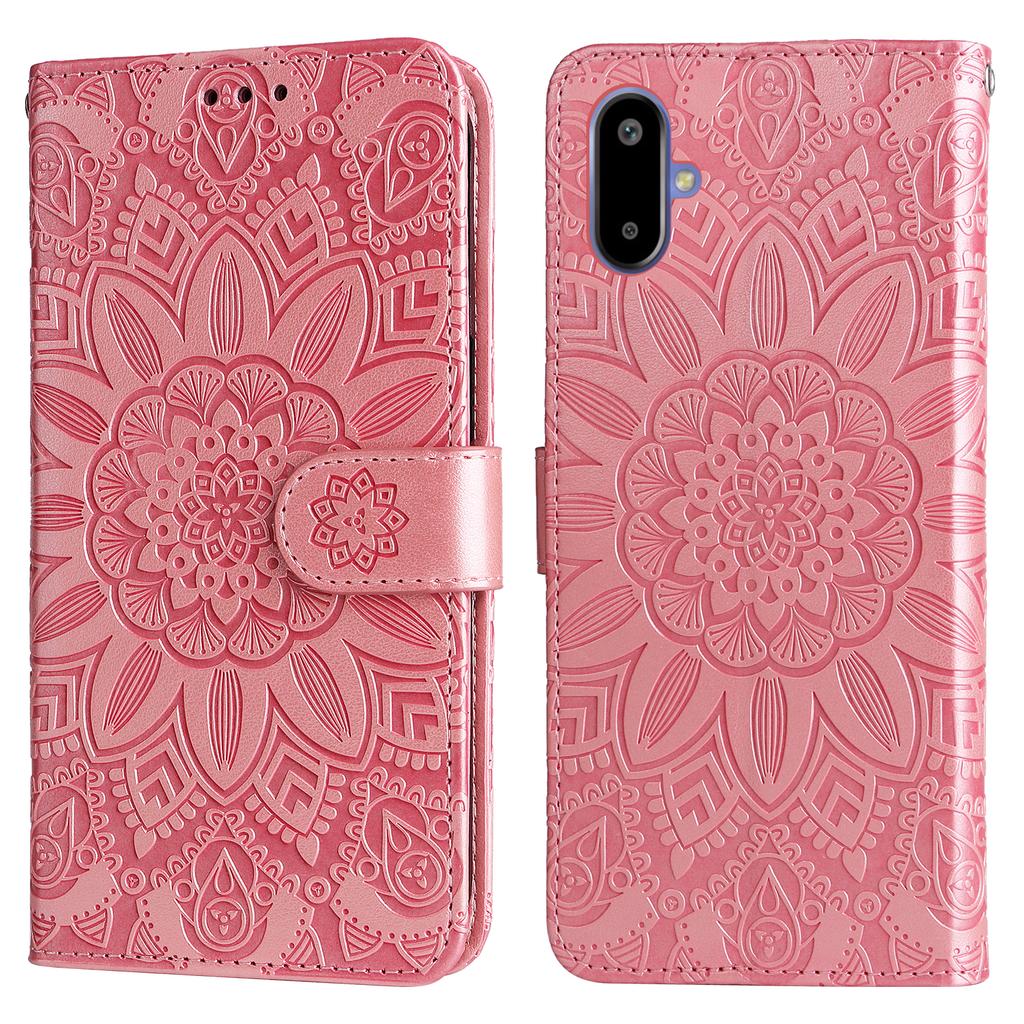 For Samsung Galaxy F06 5G Case Sunflower Imprint Leather Wallet Phone Cover