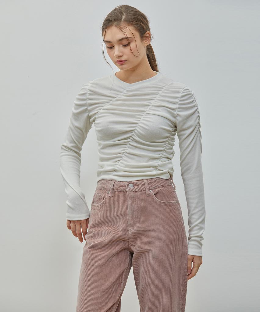 RYUL+WAI High-Waisted Corduroy Crop Pants Pink
