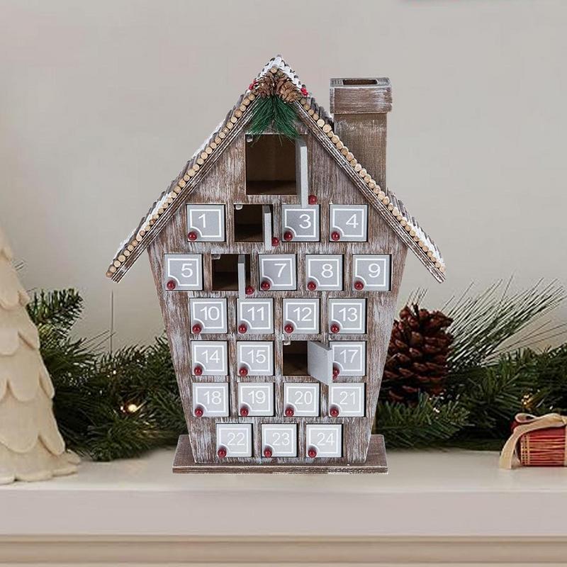Адвент-календарь Деревянный домик Календарь обратного отсчета с ящиками Рождественский адвент-календарь с ящиками Календари обратного отсчета для