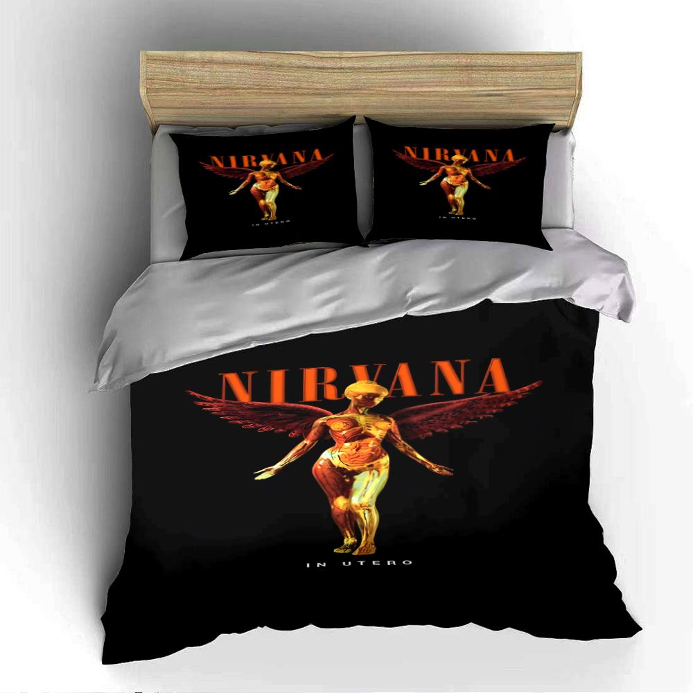 Nirvana In Utero Angel Black Bedding Set Bedding set (1 duvet cover, 2 pillowcases, duvet not included)