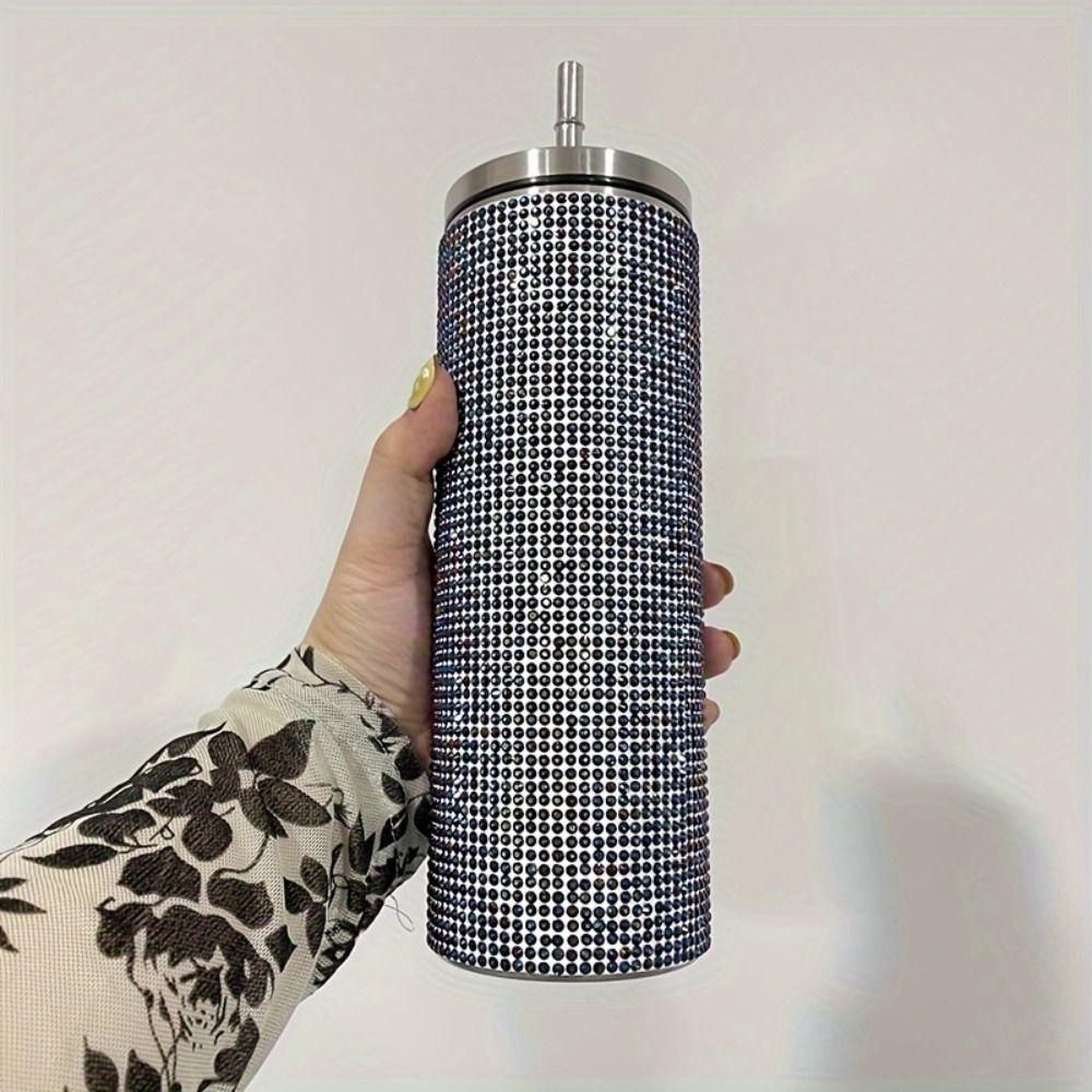 Bling Rhinestone Thermos Bottles Leopard Print Stainless Steel Water Bottle  Outdoor Activities