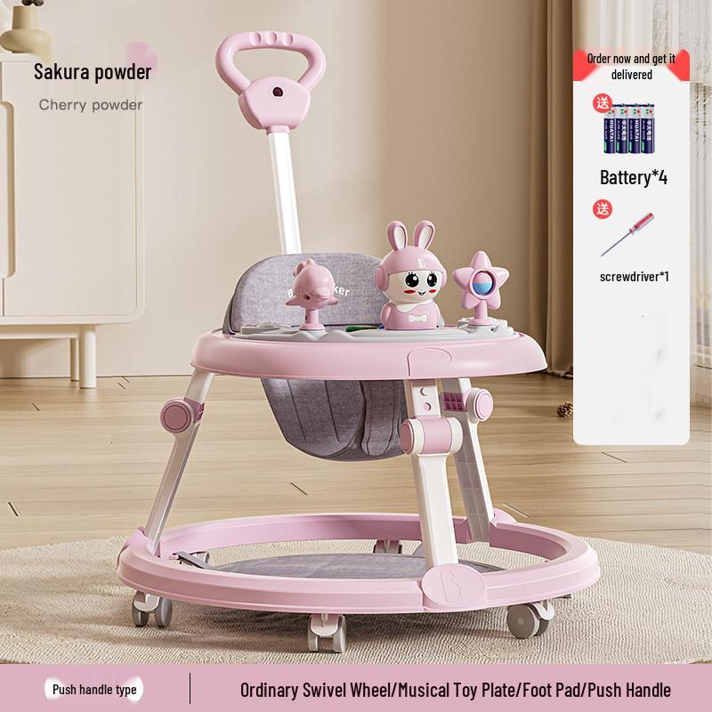 Многофункциональные детские ходунки с музыкой, легкие и складные для 6-18 месяцев, конструкция против опрокидывания