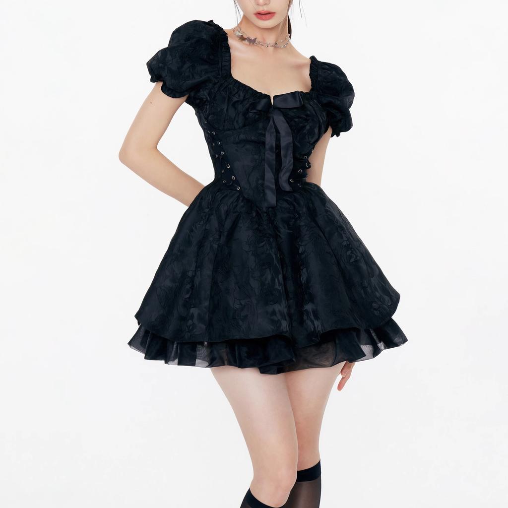 Бандажное платье в стиле Харадзюку в готическом стиле, сексуальное кружевное сетчатое мини-платье с открытыми плечами, вечерние элегантные летние наряды