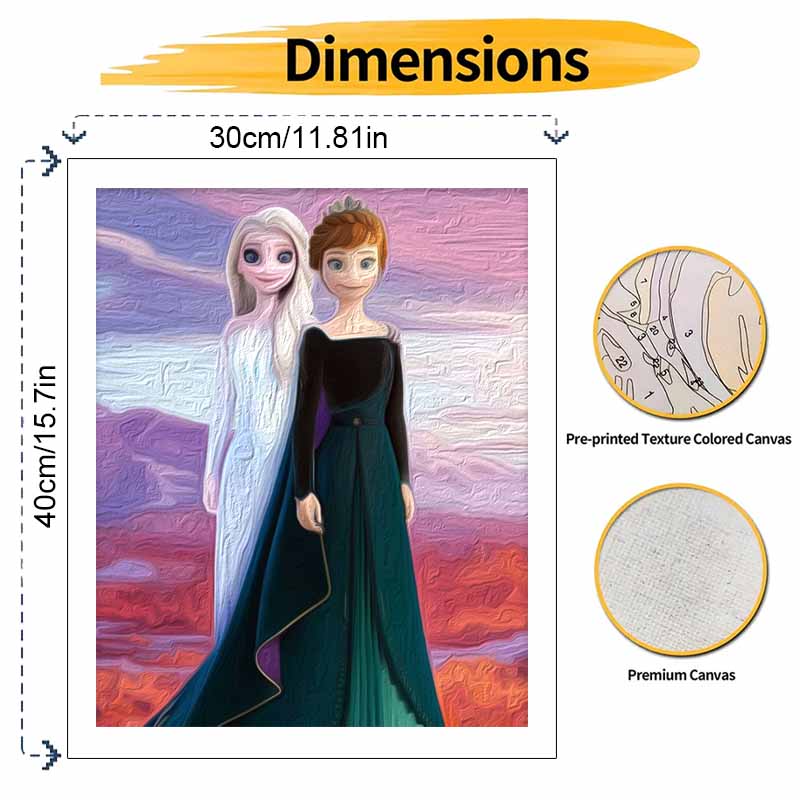Disney Elsa Anna Paint By Number Kit Number Drawing Canvas DIY Picture Home Decor Disney Princess Oil Painting Art Wall Decoration Gift