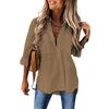 Women's Blouses Four Seasons Versatile with Pocket Loose Long Sleeve Collar Shirt Top