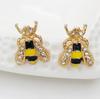 Fashion Korean Earrings Accessories Spring Glaze Dripping Diamond Bee Earrings Rhinestone Earrings