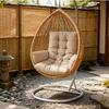 Waterproof Egg Chair Cushion Thicken Patio Hanging Basket Chair Cushion Egg Chair Cushion with Armrests for Indoor Outdoor Basket Swing