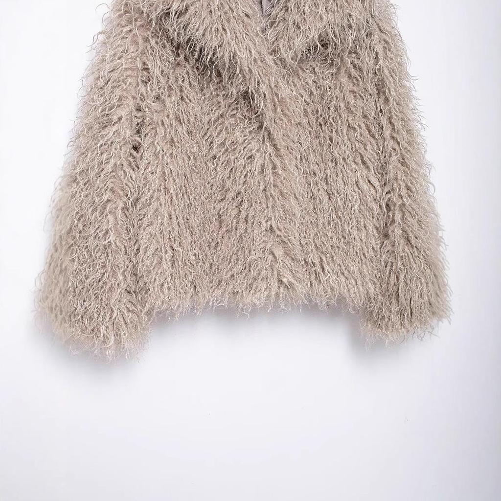 2024 Осень Женская Короткая Куртка из Искусственного Меха в Европейском и Американском Стиле