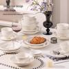 Ribbed Underglaze White Ceramic Tableware Set: Includes Plates, Chopsticks, Soup, Noodle, and Rice Bowls