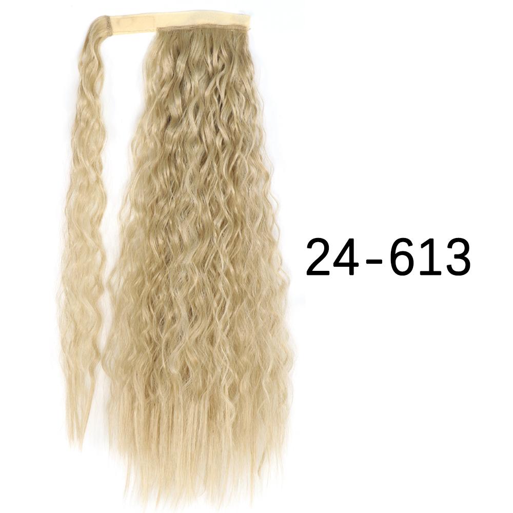 MISS WIG Synthetic Long Wavy Ponytail Hairpiece Natural Blonde Brown Wrap Around Hair Extensions for Women