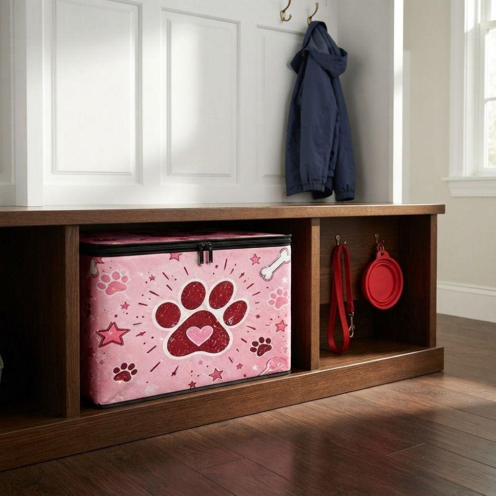 Dust-proof Paw Print Storage Box Folding Clothes Storage Container Down Jacket