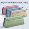 Mesh Pencil Case Compact Makeup Travel Case Large Capacity Portable Stationery Bag Transparent Nylon Organizer for School Exams