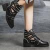 Женские весенние новые модные туфли с круглым носком на толстой подошве, нескользящие, повседневные, удобные, с металлическим дизайном, сапоги до середины голени, размер 43