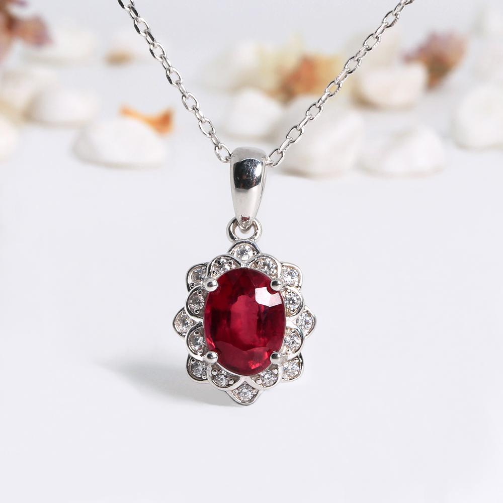 Natural Filled Ruby Jewelry Set July Birthstone 925 Silver Ring Earrings Necklace for Women Wedding Banquet Gifts Rare Precious