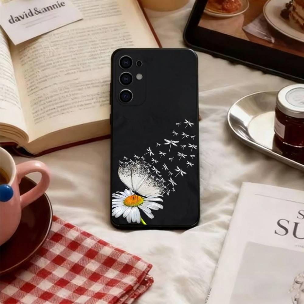 Чехол для телефона с рисунком стрекозы, черный силиконовый, мягкий, для Samsung S25, S24, S21, S22, S23, S30, Ultra, S20, Plus, Fe, Lite