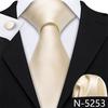 Barry.Wang Mens Novelty Plaid Striped Neckties Handkerchief Cufflinks Set Formal Casual Business