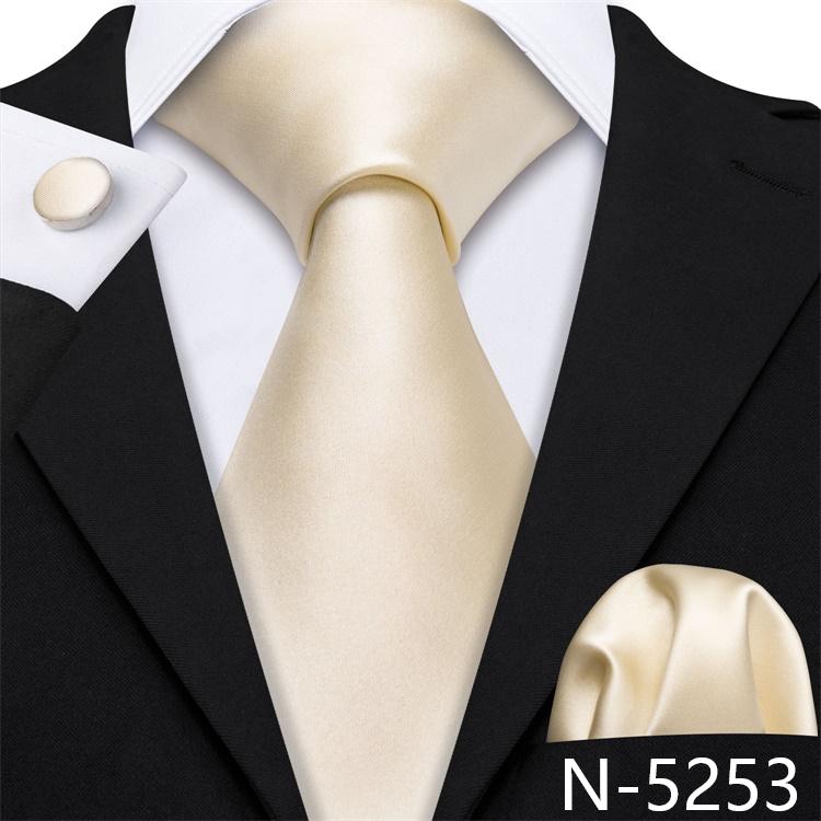 Barry.Wang Mens Novelty Plaid Striped Neckties Handkerchief Cufflinks Set Formal Casual Business