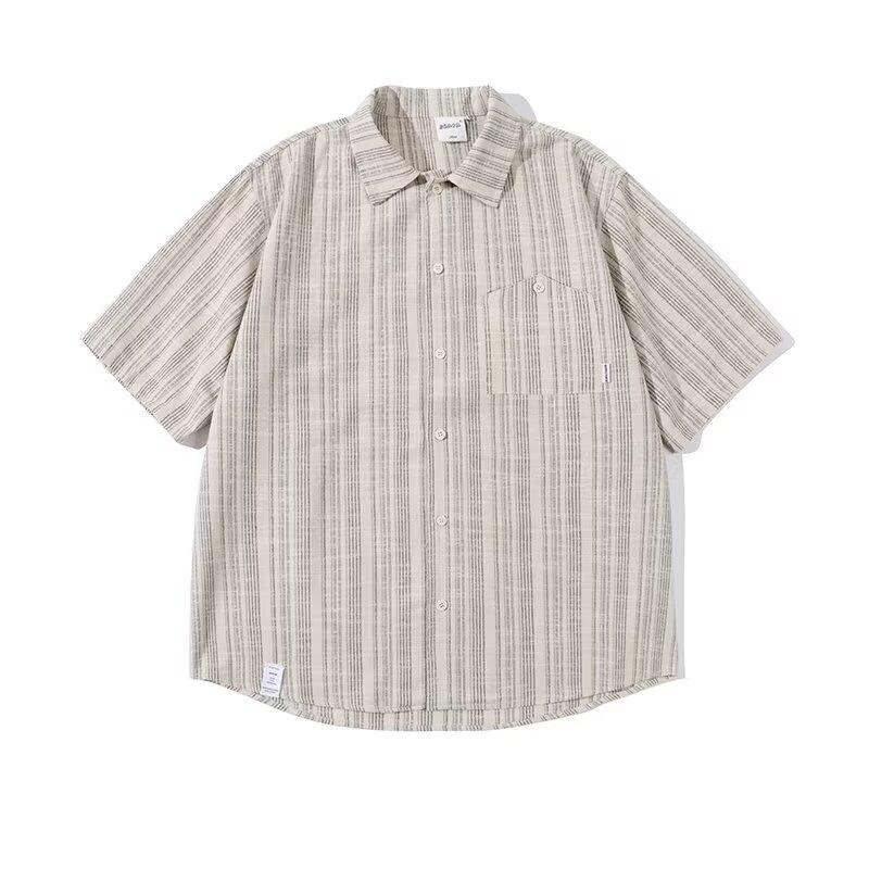 Мужская рубашка с короткими рукавами и буквами в японском стиле Гонконга, свободная рубашка для мужчин и женщин, летняя модная универсальная повседневная куртка