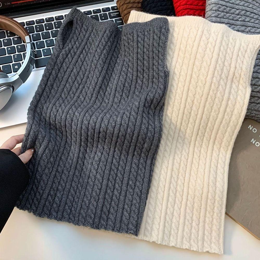 Korean Style Knitted Scarf Solid Color Pullover Wool Bib Retro Turtleneck Fake Collar  Student