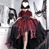 Темная невеста красное цветочное свадебное платье Cos Lolita Dress Heavy Industry Trail Puffy Princess Cosplay