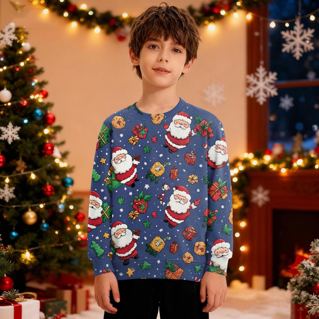 Рождественский свитшот для мальчиков и девочек, уродливая рождественская футболка, свитшот с круглым вырезом, для малышей, с длинным рукавом, пуловер, наряд, топы