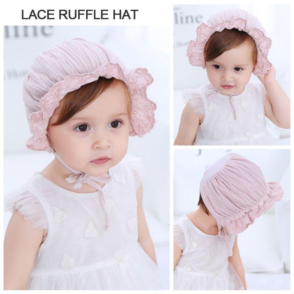 Дышащая кружевная шляпа с оборками Мягкая шляпа от солнца для мальчиков и девочек Кепки-чепчики Летняя шляпа