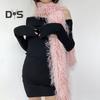 Women Long Scarf Solid Color Thickened Imitation Mink Fur Velvet Decor Scarf Warm Thin Scarf Fashion Accessory