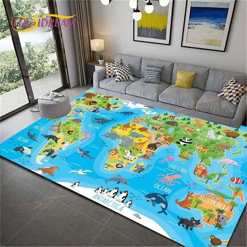 Карта мира Ковер Карта Коврики Домашний декор Мягкий фланелевый коврик для спальни Детские игры Ковры для ползания для гостиной Ковры для гостиной