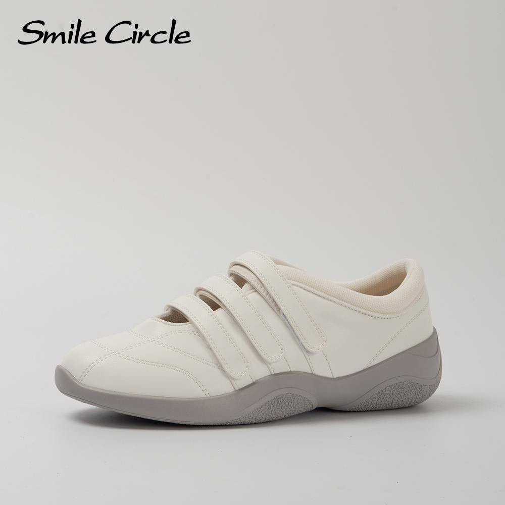 Leather Women Casual Shoes Round Toe Buckle Flat Shoes Fashion Comfortble Sneakers