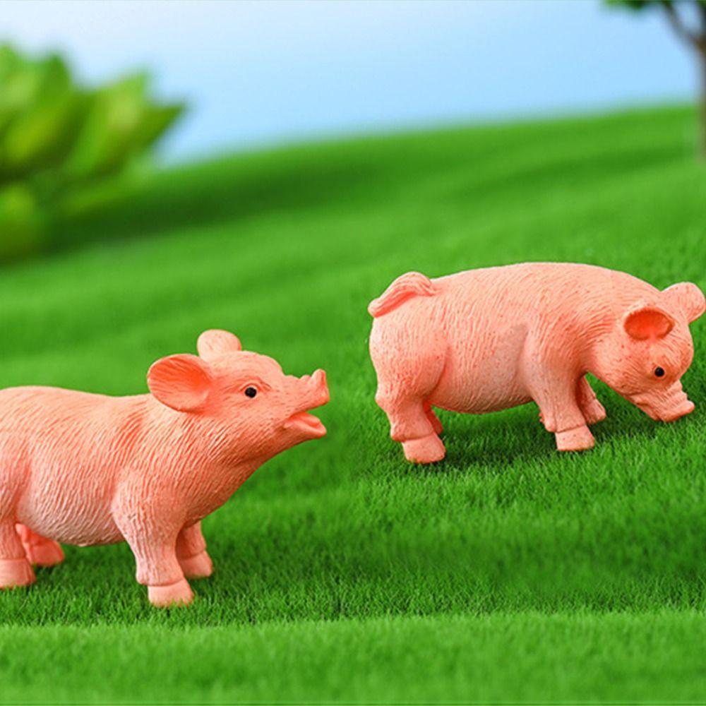 3pcs Realistic Pig Miniature Figurine Handmade Piggy Statue Creative Pig Statue Balcony