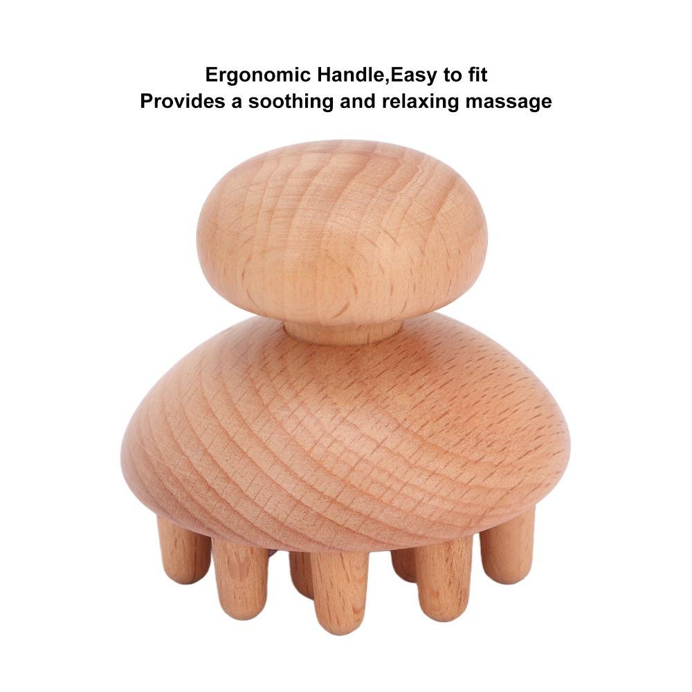 Mushroom Shape Wood Mushroom Massager Ergonomic Handle Wooden Massager Full Body Use