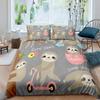 Sloth Duvet Cover Set Polyester Cute Sleeping Sloth Cartoon Animal Pattern Bedding Set For Kids Toddler Double King Quilt Cover