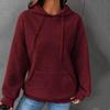 Women Spring Autumn Solid Color Pullover Sweatshirt Waffle Texture Loose Fit Hooded Drawstring Long Sleeve Pockets Hoodie Street