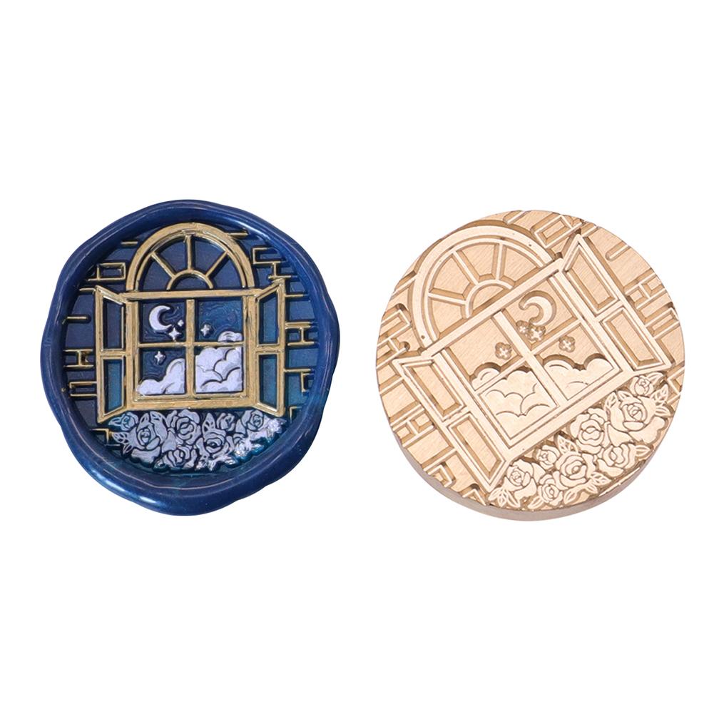 Восковая медная головка с рисунком окна, серия, винтажная ремесленная запечатывающая головка для открыток, конвертов, свадебных приглашений, подарочной упаковки