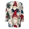 Women's Fashion Casual Seven Sleeve Christmas Printed Round Neck Top