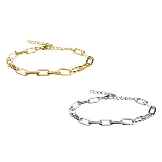 Women Bracelet Adjustable Length Hollow Out Chain Solid Color Polished Electroplated Stainless Lightweight Punk Hip Hop Cool Girl Bangle Wrist