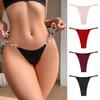 Women Panties Solid Color Heart Ring Decor Butt-lifted Low Waist Seamless Elastic Briefs Seductive Thong Female