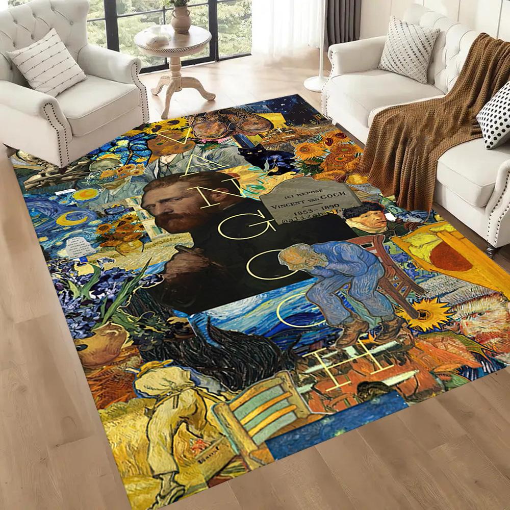 Sunflowers Under Swirling Sky Square rugs are a great choice for living rooms, bedrooms, home décor, and as gifts
