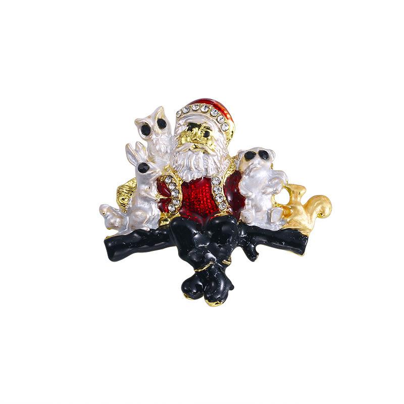 Weiman New European American Style Christmas Cartoon Brooches Includes Christmas Tree Cute Santa Claus Pins Rhinestones All