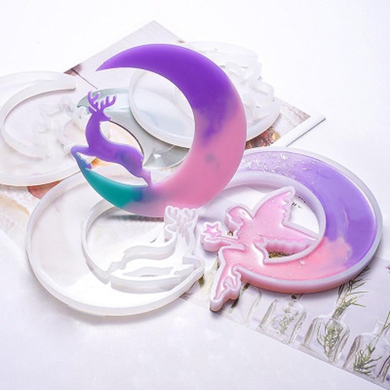 Cat Deer Moon Resin Crystal Epoxy Mold Casting Silicone Mould Crafts DIY Making