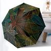 1 шт. Зонт-трость с рисунком листьев, автоматическое открытие/закрытие, компактный складной зонт, всесезонный портативный зонт для женщин/мужчин F1124179