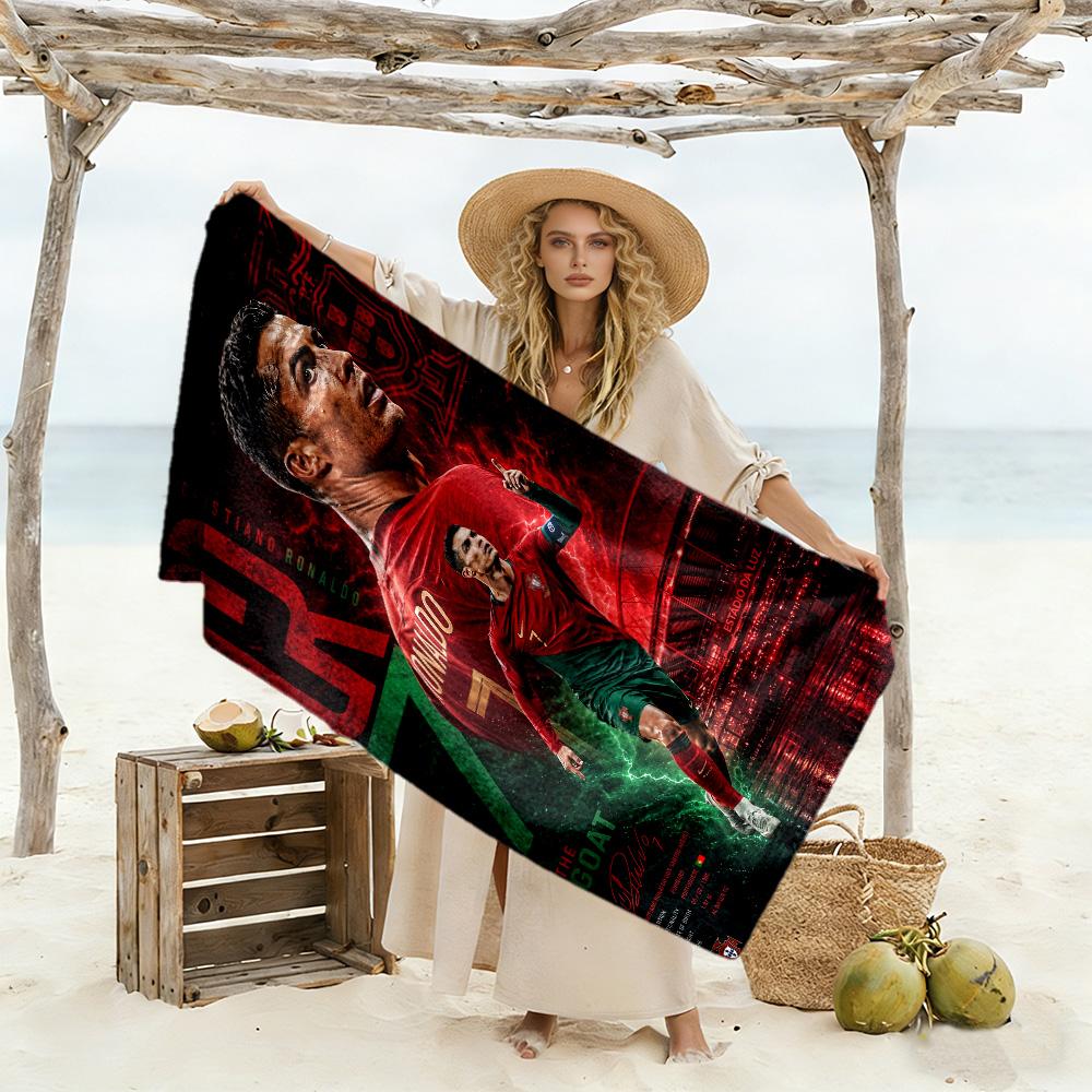 Ronaldo's Portugal Legacy Beach Towel High Absorbency & Quick-Dry Comfortable Lightweight Suitable for Swimming, Gym, Camping, Yoga Vacation