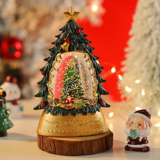Рождественский вертеп, елка-шар с кружащейся водой, сверкающими огнями, настольная фигурка Санта-Снеговика для домашнего декора