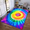 Colorful Tie-Dye Spiral Pattern Carpet, Vibrant Rainbow Home Decor Suitable for use as an anti-slip for living room bedroom sofas