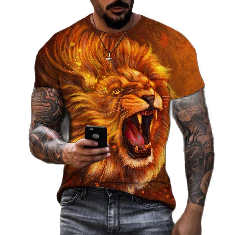 Новая летняя мужская футболка большого размера, повседневная футболка с тигром и леопардом, крутые футболки с 3D цифровым принтом для мужчин, футболка с короткими рукавами